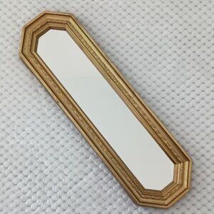 Vintage Octagon Gold Plastic Hollywood Regency Style Slim Mirror